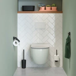 Tiger Toiletrolhouder Carv Met Klep Zwart -Thuis Badkamer 123 5356