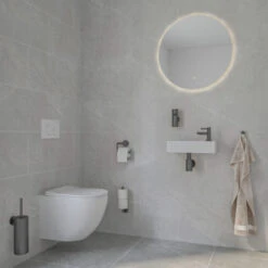 Marho Toiletrolhouder Luxor Met Klep Gun Metal -Thuis Badkamer 123 5372