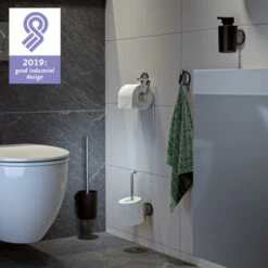 Tiger Tune Toiletrolhouder Geborsteld RVS/mat Zwart -Thuis Badkamer 123 5405