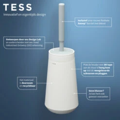 Tiger Toiletborstelhouder TESS Met Swoop Borstel Flexibel Wit/ Lichtgrijs -Thuis Badkamer 123 5686