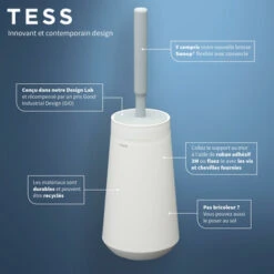 Tiger Toiletborstelhouder TESS Met Swoop Borstel Flexibel Wit/ Lichtgrijs -Thuis Badkamer 123 5688