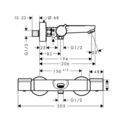 Hansgrohe Thermostatische Badkraan Versostat2 Chroom 15 Cm -Thuis Badkamer 123 933